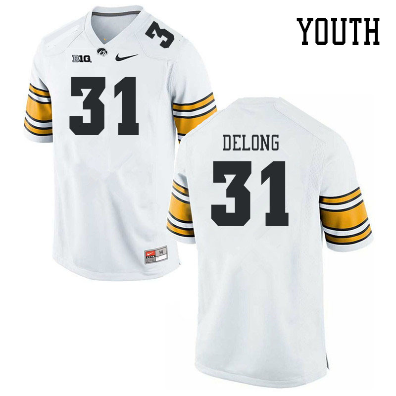 Youth #31 Nolan DeLong Iowa Hawkeyes College Football Jerseys Stitched Sale-White